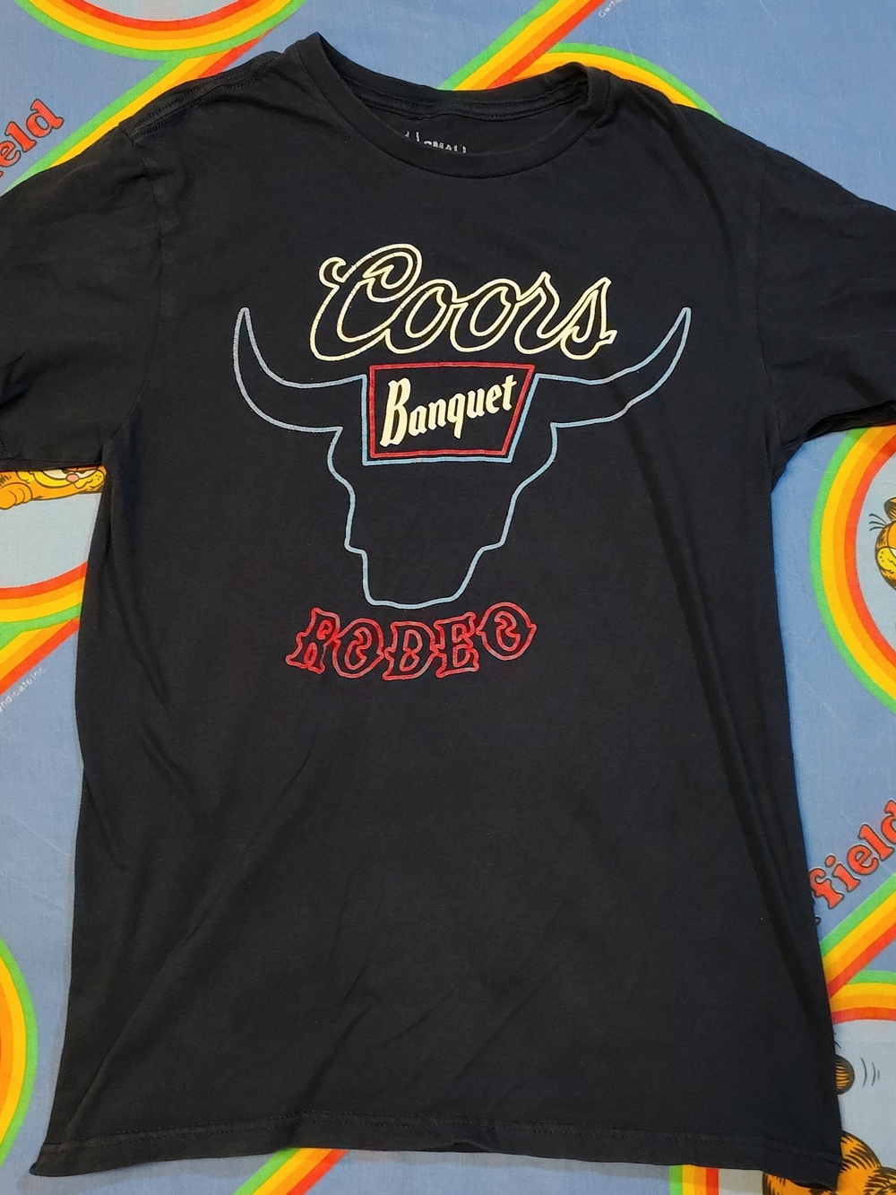 Coors Banquet Rodeo Shirt Mens Small Black Longhorn Beer Graphic Tee Brew City